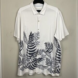 Tommy Bahama IslandZone Hawaiian Shirt Mens XXL White Black Floral Supima Camp